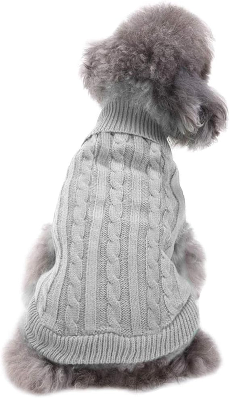 Small Dog Sweaters Knitted Pet Cat Warm Dog Sweatshirt Winter Clothes Kitten Puppy Sweater (Medium, Grey)