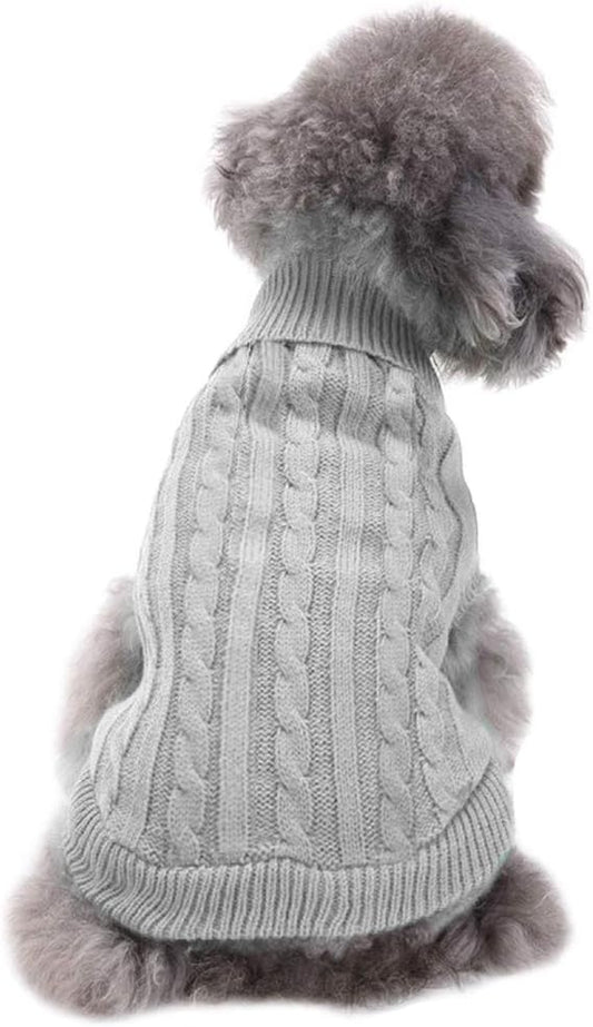 Small Dog Sweaters Knitted Pet Cat Warm Dog Sweatshirt Winter Clothes Kitten Puppy Sweater (Medium, Grey)