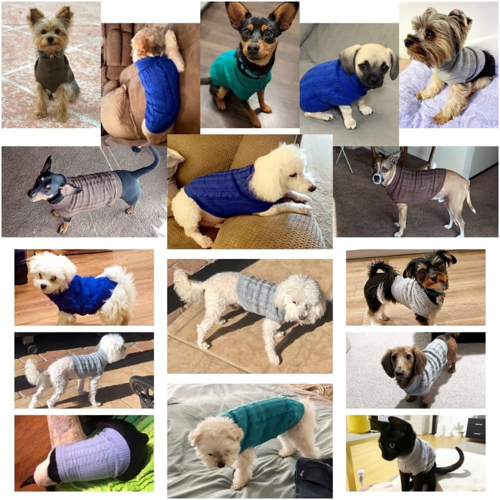 Small Dog Sweaters Knitted Pet Cat Warm Dog Sweatshirt Winter Clothes Kitten Puppy Sweater (Medium, Grey)