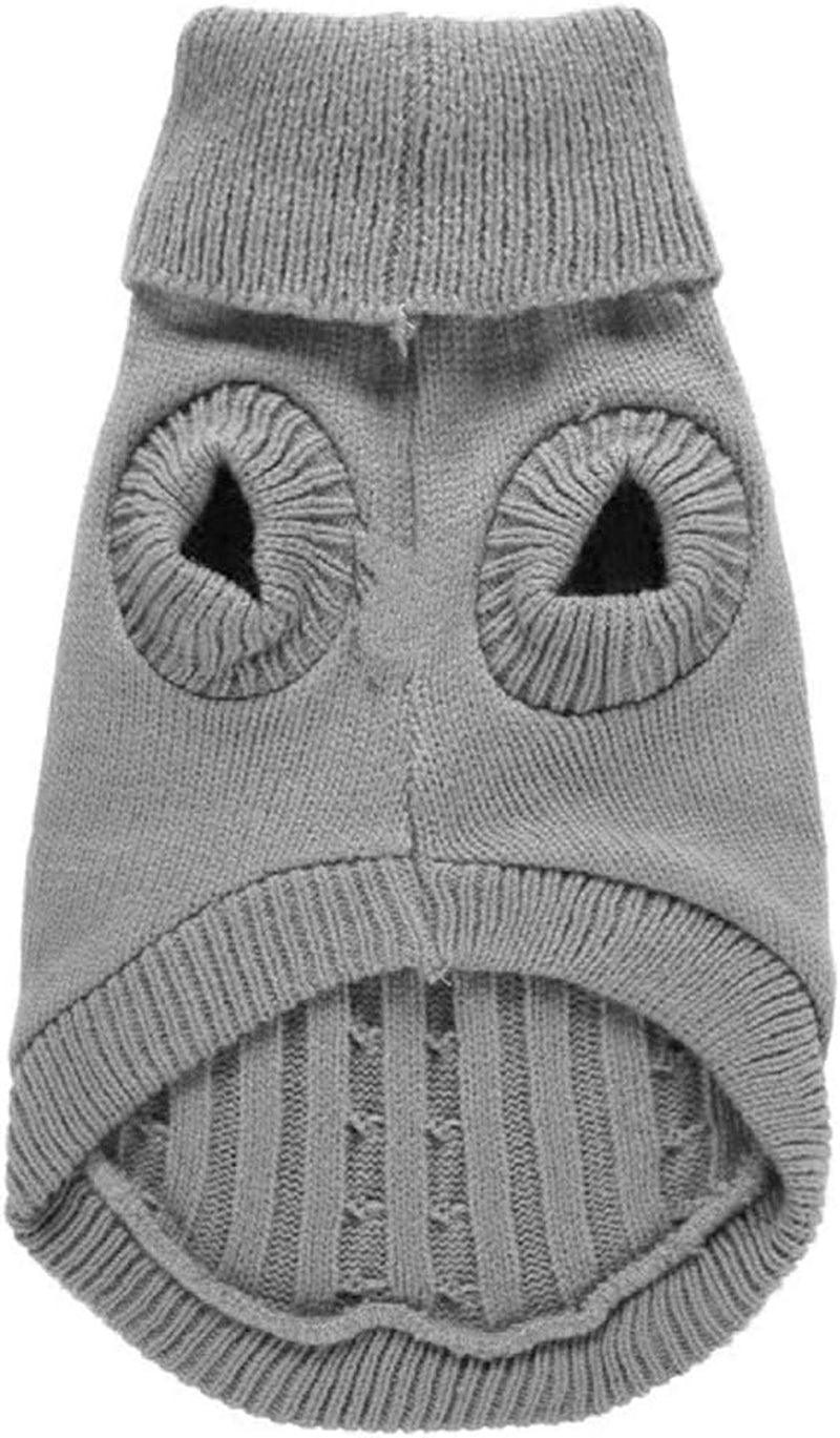 Small Dog Sweaters Knitted Pet Cat Warm Dog Sweatshirt Winter Clothes Kitten Puppy Sweater (Medium, Grey)