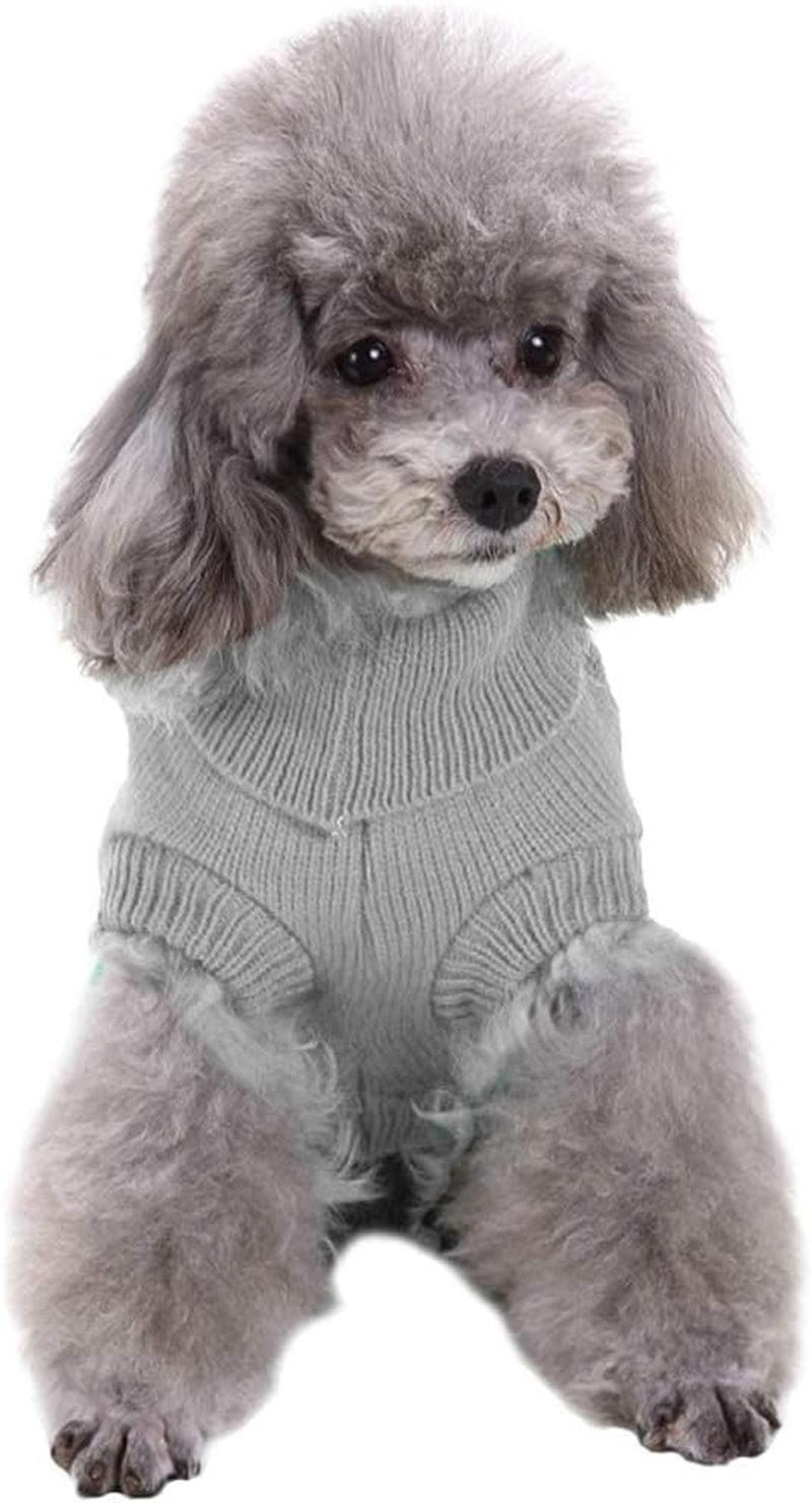 Small Dog Sweaters Knitted Pet Cat Warm Dog Sweatshirt Winter Clothes Kitten Puppy Sweater (Medium, Grey)