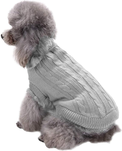 Small Dog Sweaters Knitted Pet Cat Warm Dog Sweatshirt Winter Clothes Kitten Puppy Sweater (Medium, Grey)